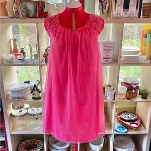 Vintage Pink Sleeveless Nightgown with Lace Details